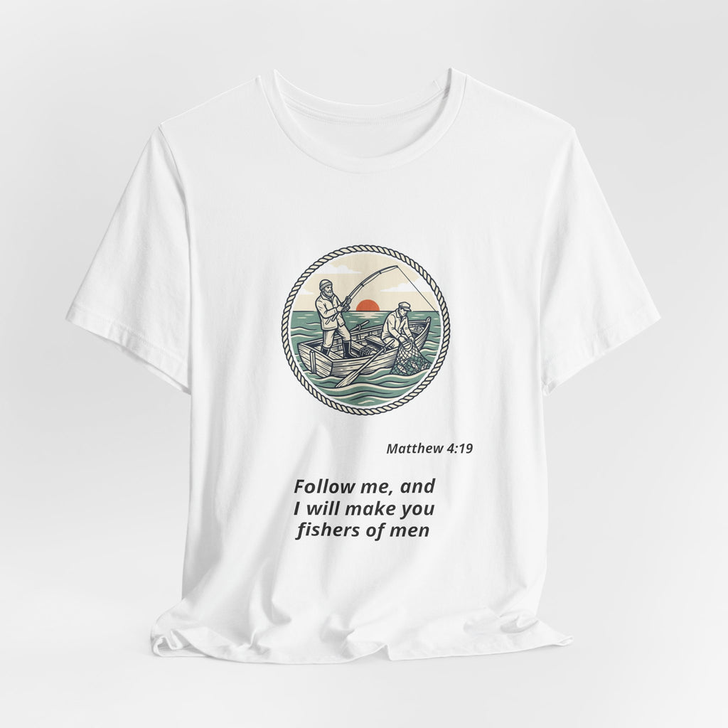 Follow Me Fishermen T-Shirt – Matthew 4:19 Christian Fishing Tee