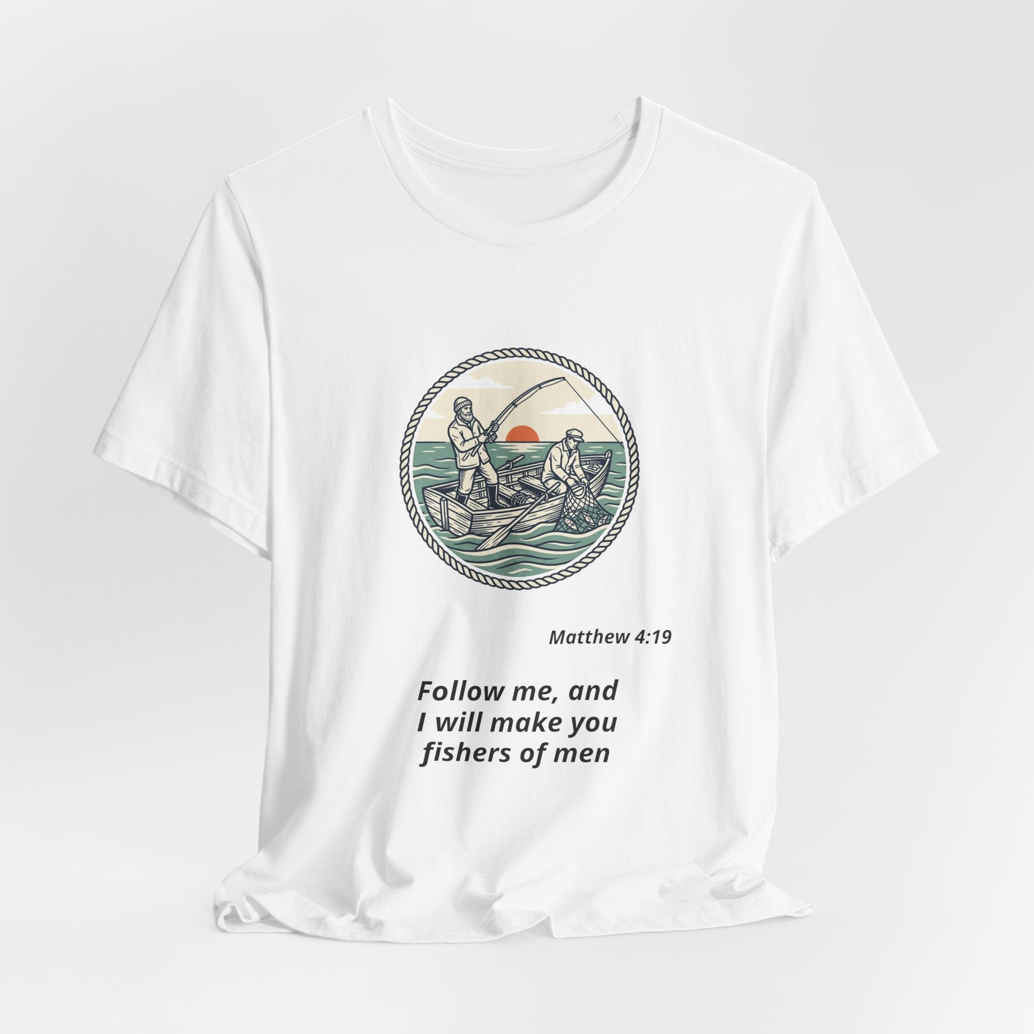 Follow Me Fishermen T-Shirt – Matthew 4:19 Christian Fishing Tee