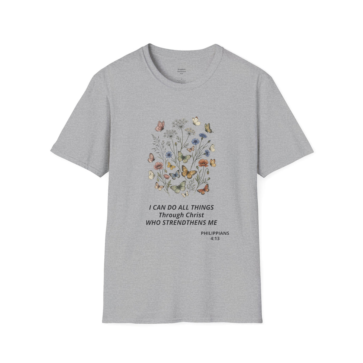 Butterfly Faith T-Shirt — "I Can Do All Things Through Christ" Inspirational Christian Tee