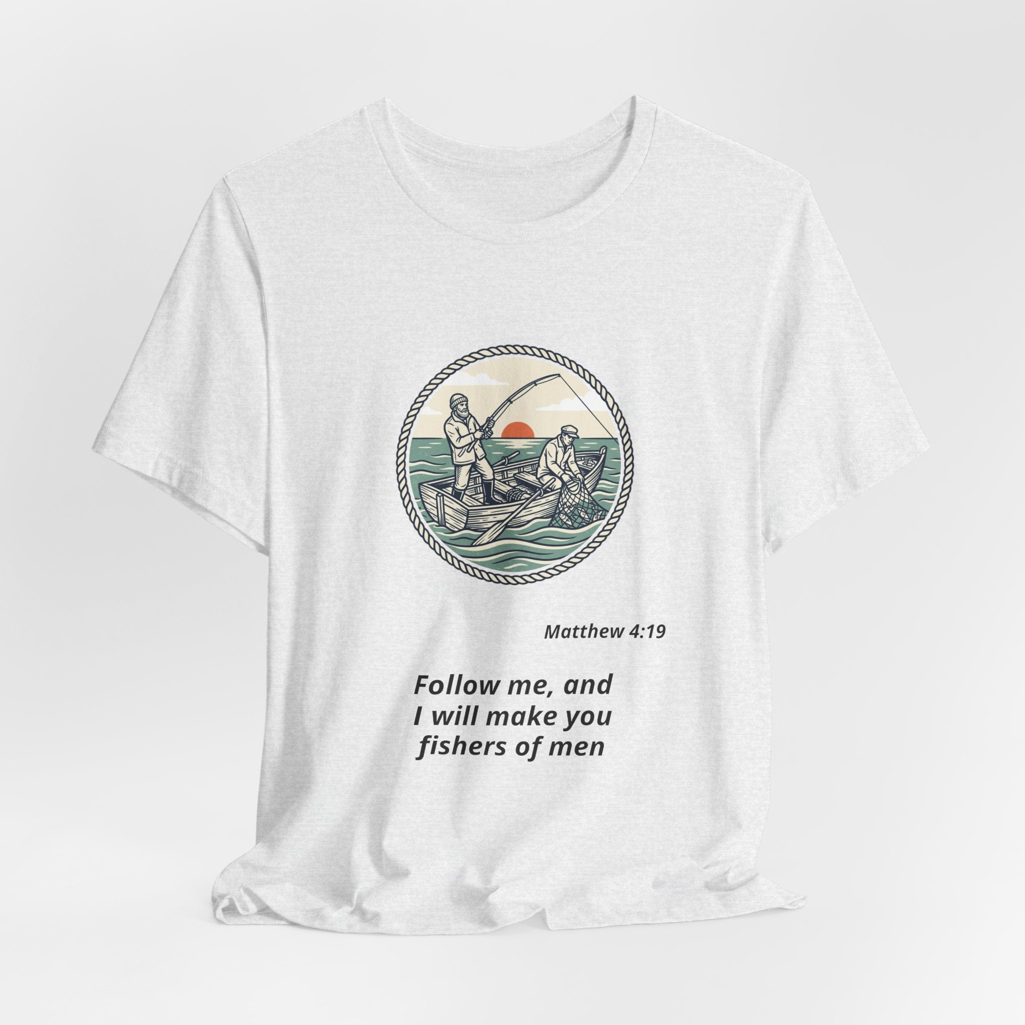 Follow Me Fishermen T-Shirt – Matthew 4:19 Christian Fishing Tee