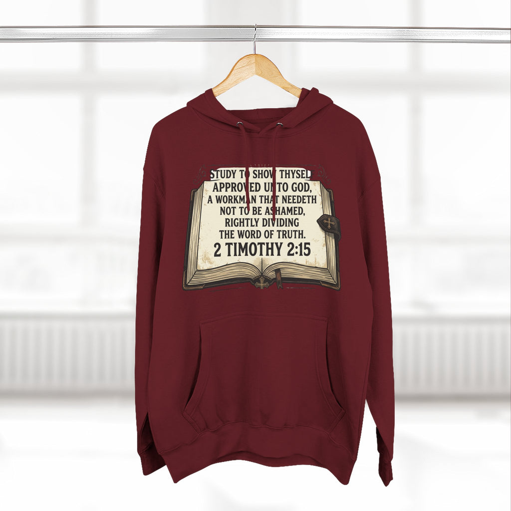 Bible Verse Hoodie — 2 Timothy 2:15 Open Book Design (Basic Instructions Before Leaving Earth)