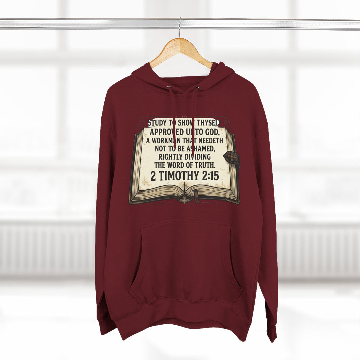 Bible Verse Hoodie — 2 Timothy 2:15 Open Book Design (Basic Instructions Before Leaving Earth)