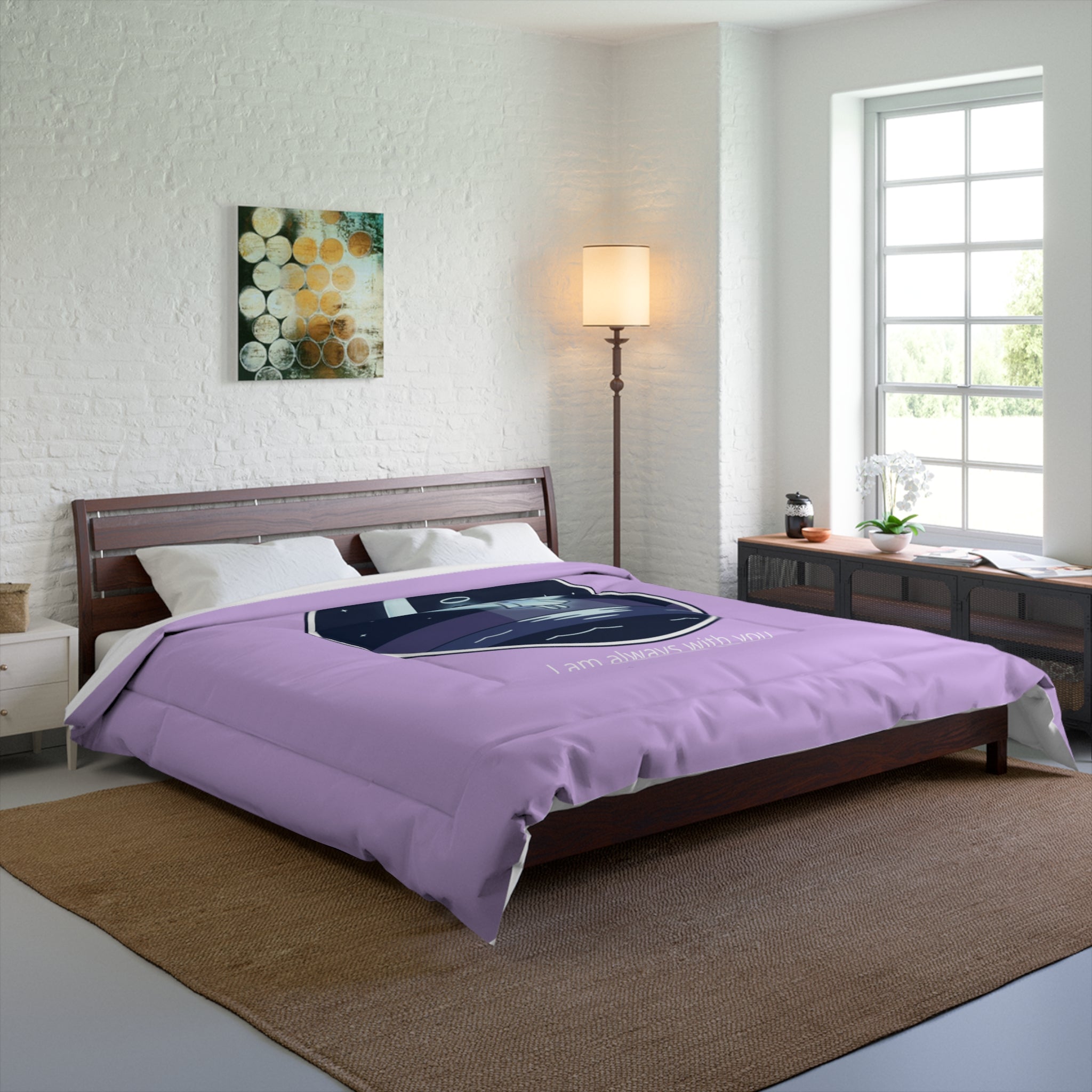 Christian Angel Comforter — "I Am Always With You" Matthew 28:20 Lavender Bedspread