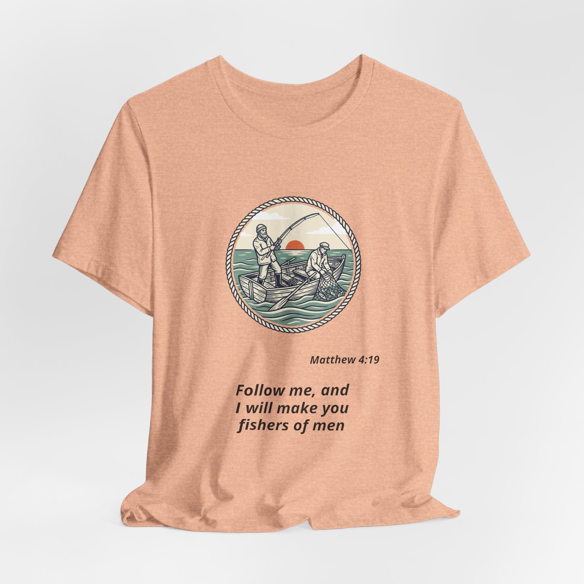 Follow Me Fishermen T-Shirt – Matthew 4:19 Christian Fishing Tee