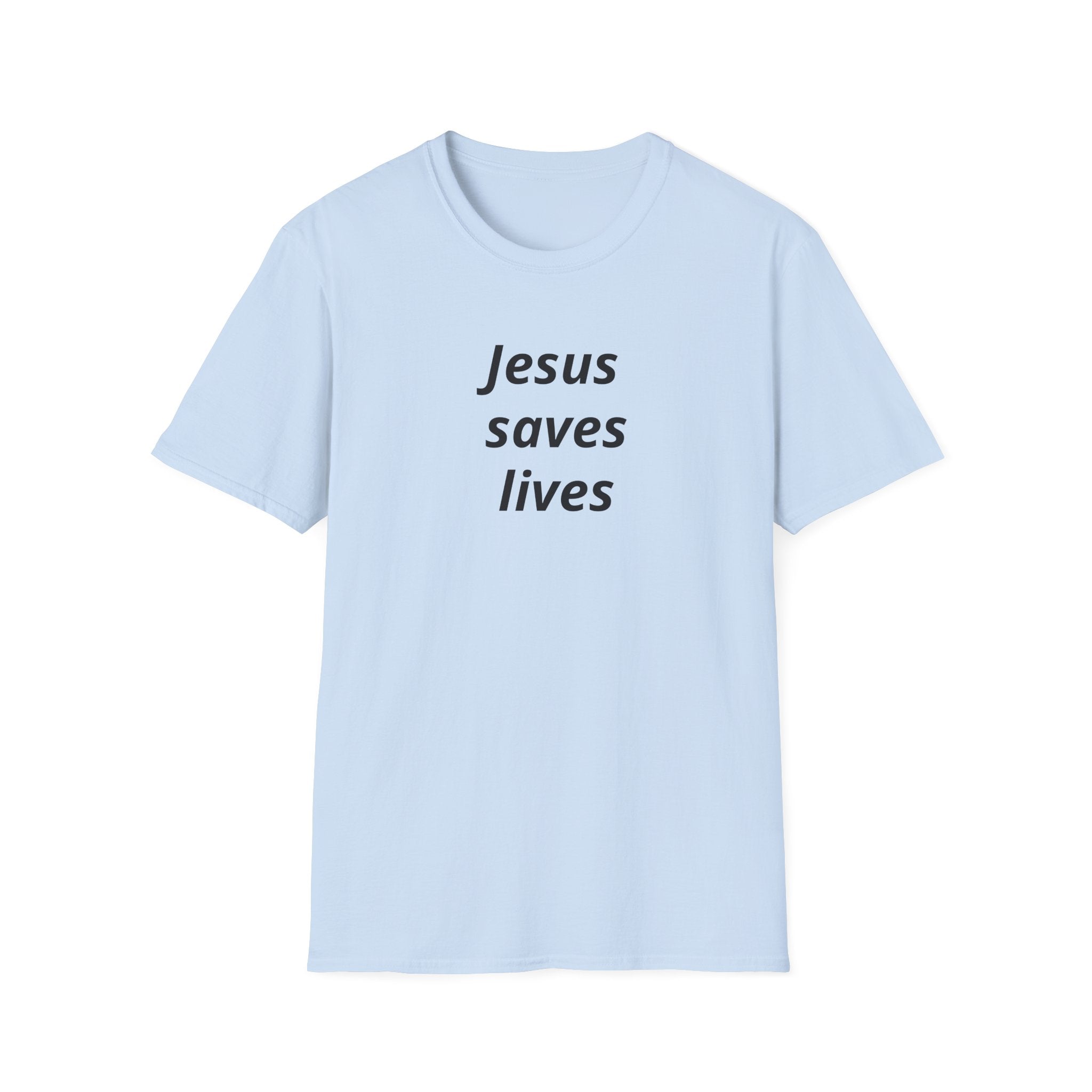 Jesus Saves Lives T-Shirt — Floral Back Logo Christian Tee