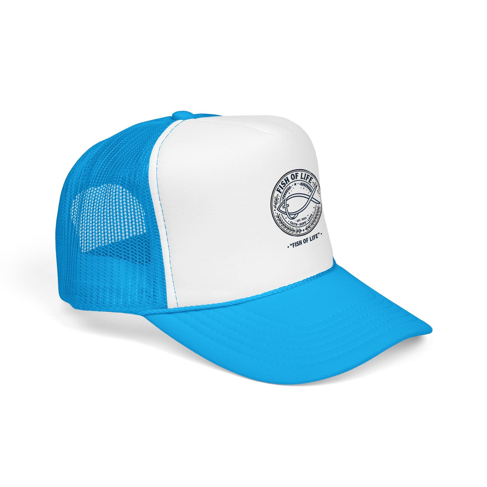 Fish of Life Trucker Hat – Vintage Ichthys Logo Foam Cap