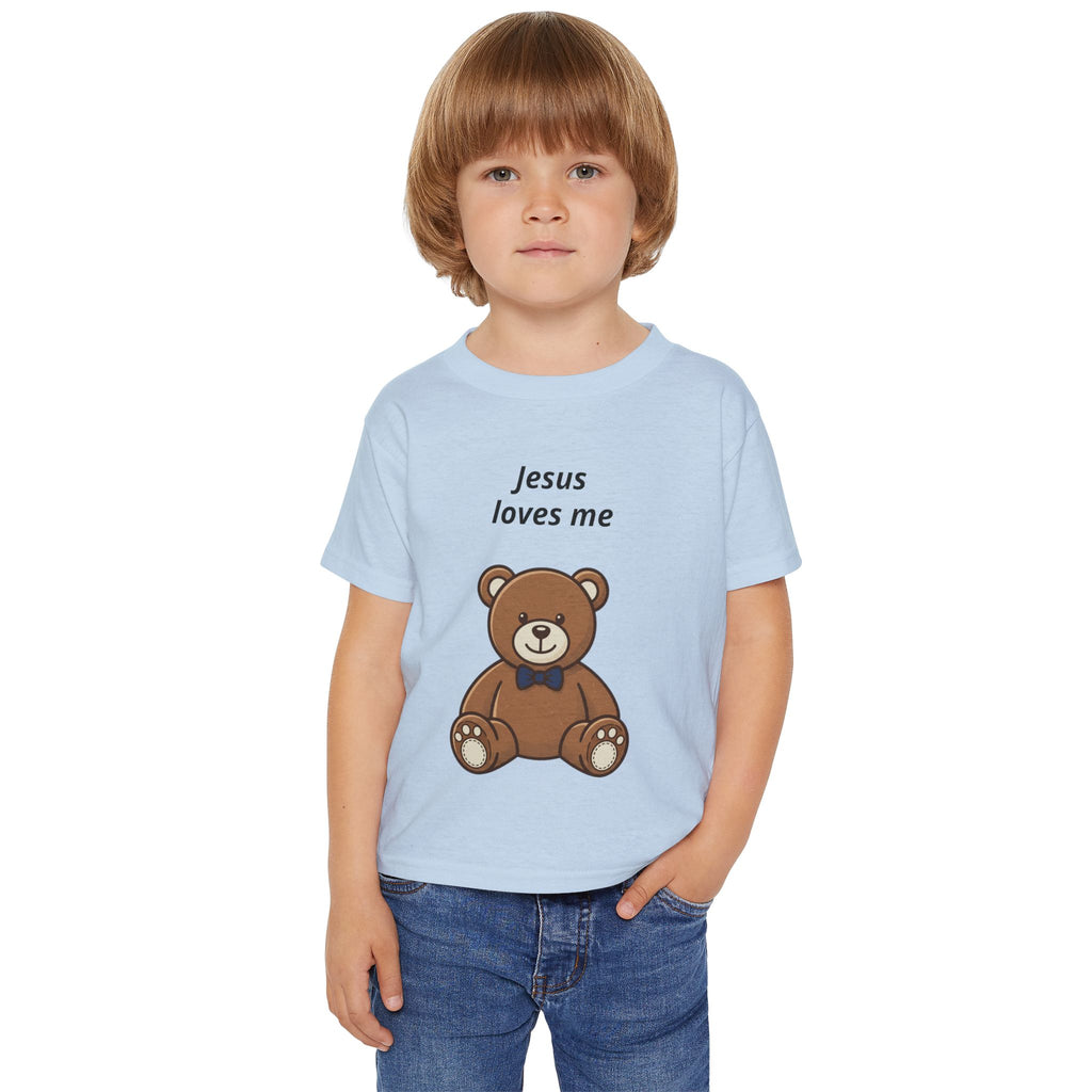 Toddler T-Shirt — "Jesus Loves Me" Cute Teddy Christian Tee