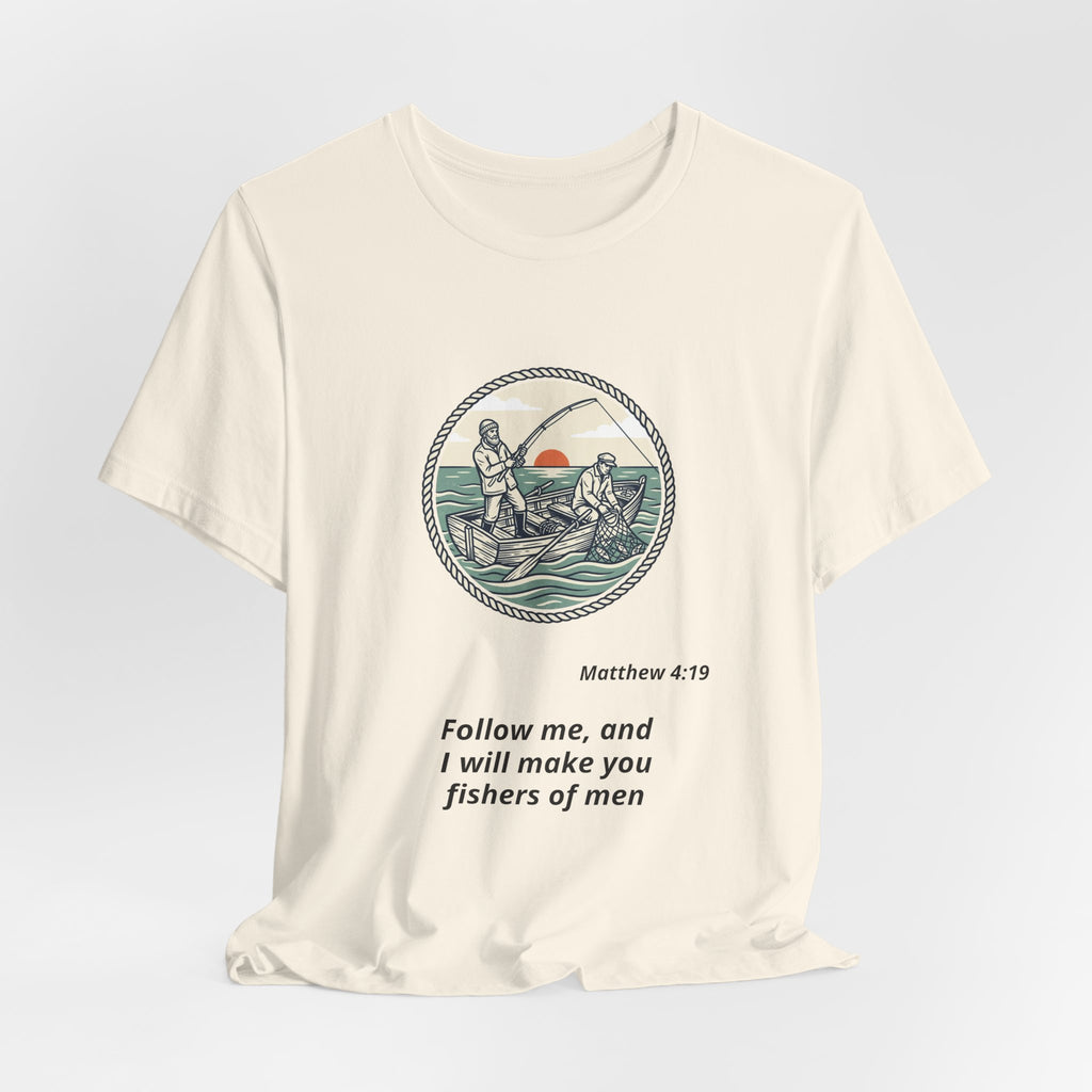 Follow Me Fishermen T-Shirt – Matthew 4:19 Christian Fishing Tee