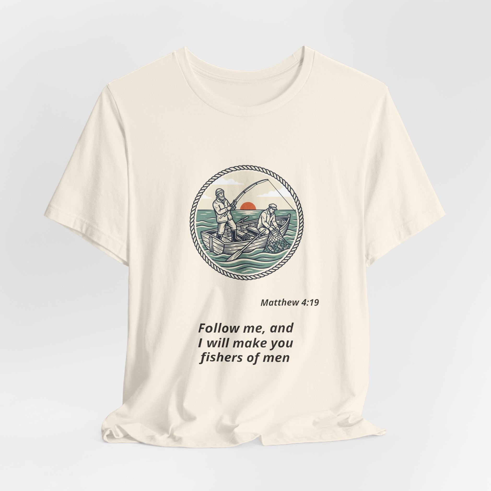 Follow Me Fishermen T-Shirt – Matthew 4:19 Christian Fishing Tee