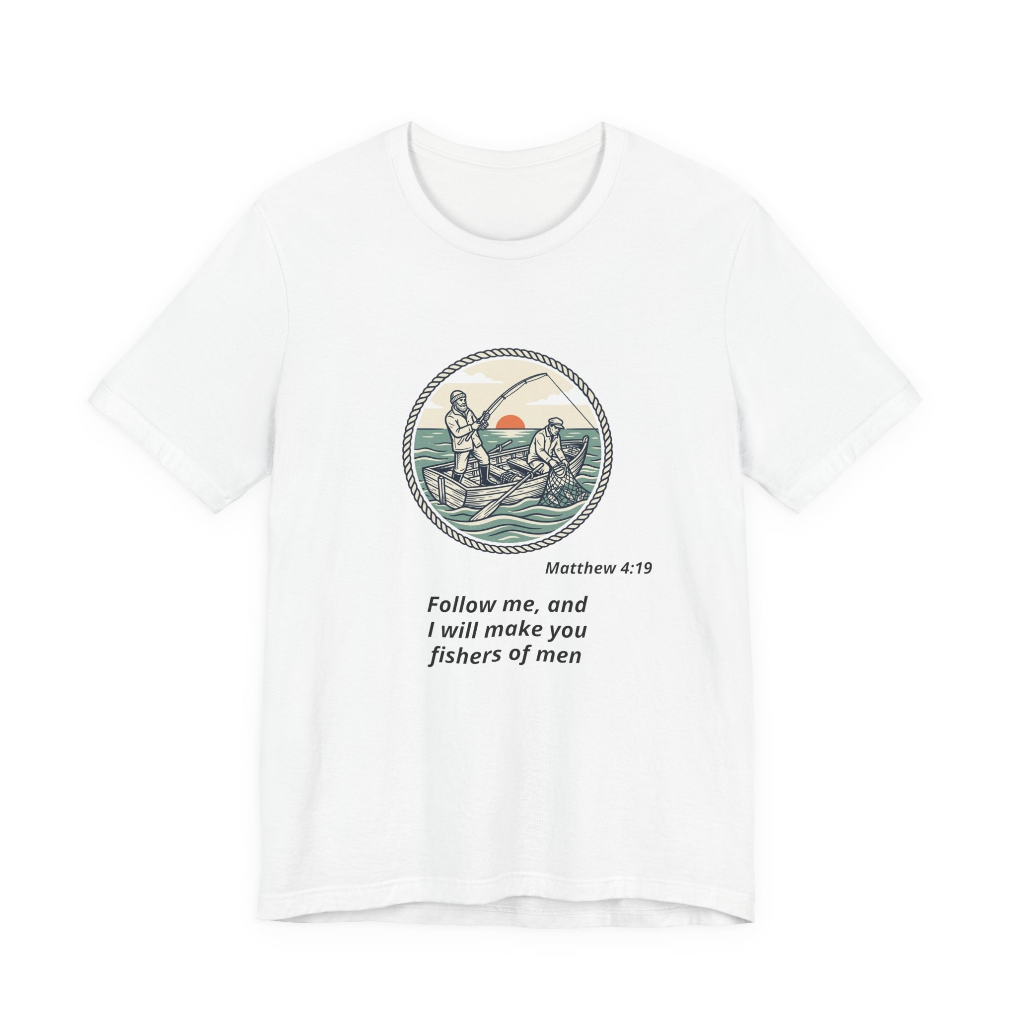 Follow Me Fishermen T-Shirt – Matthew 4:19 Christian Fishing Tee