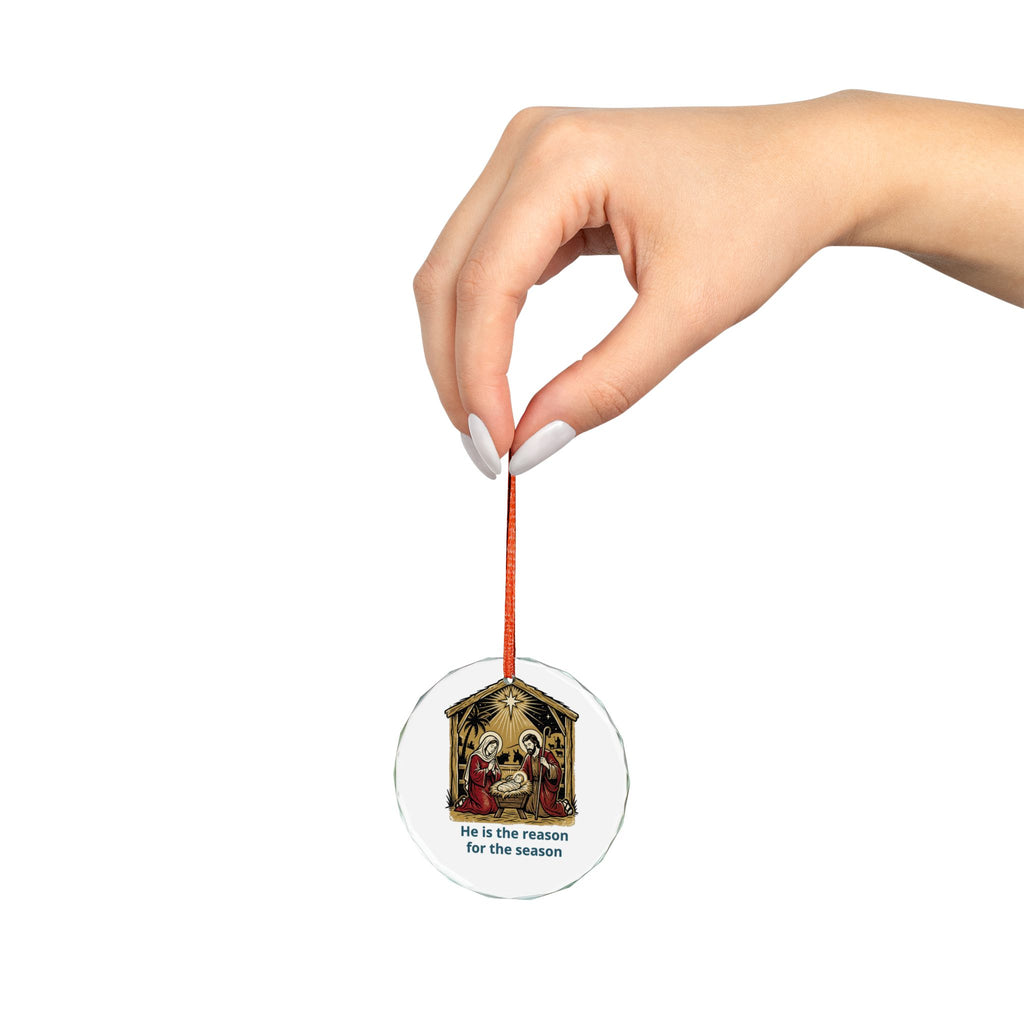 Glass Ornament — Nativity 'He Is the Reason for the Season' Christmas Decoration