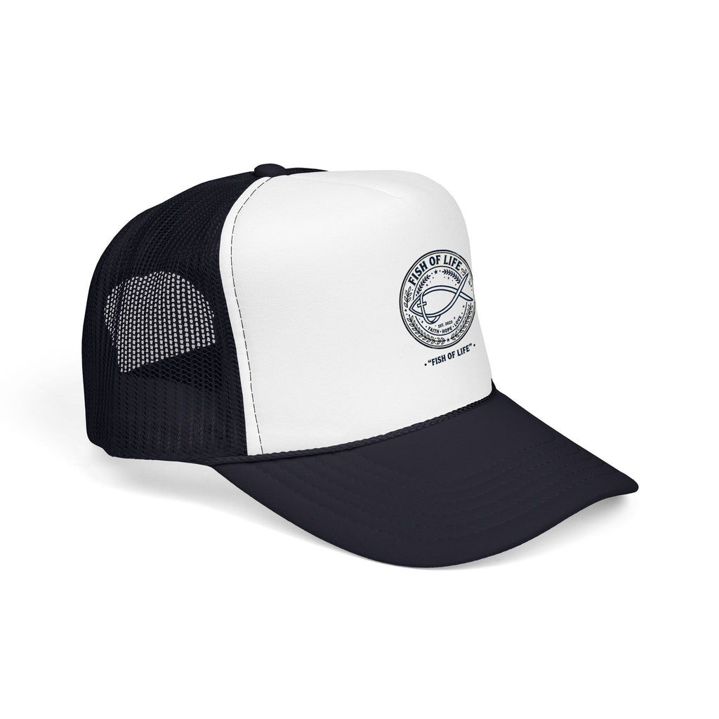 Fish of Life Trucker Hat – Vintage Ichthys Logo Foam Cap
