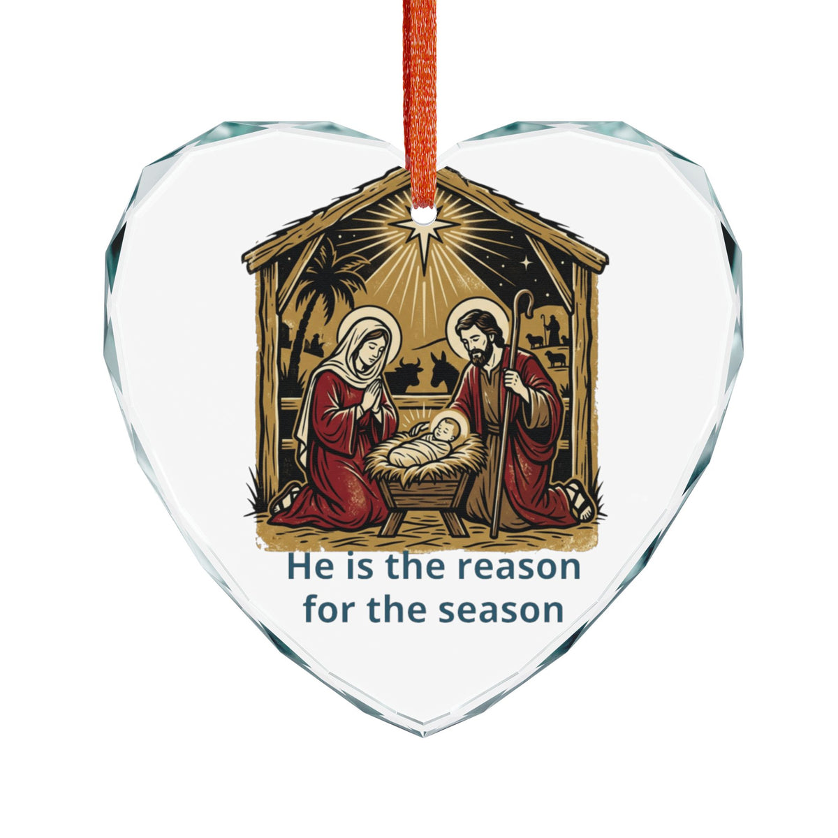 Glass Ornament — Nativity 'He Is the Reason for the Season' Christmas Decoration