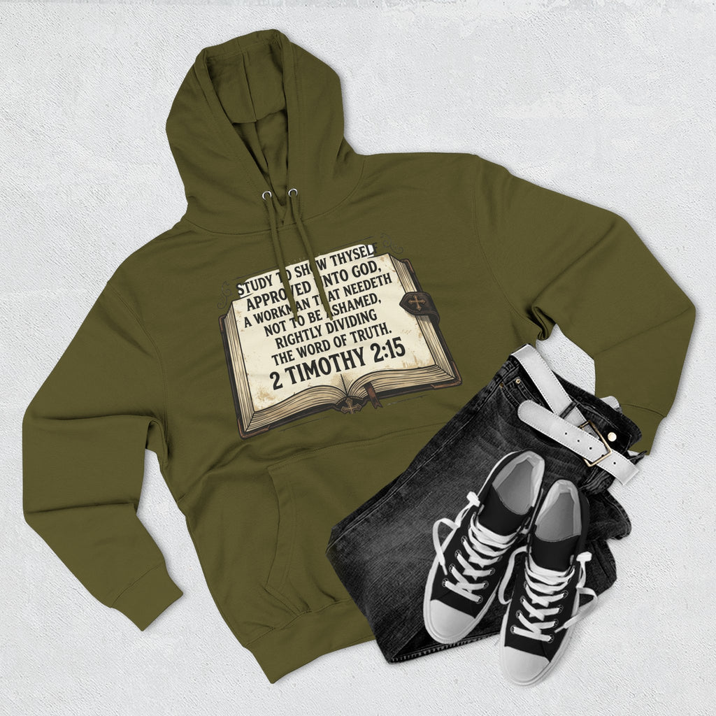 Bible Verse Hoodie — 2 Timothy 2:15 Open Book Design (Basic Instructions Before Leaving Earth)