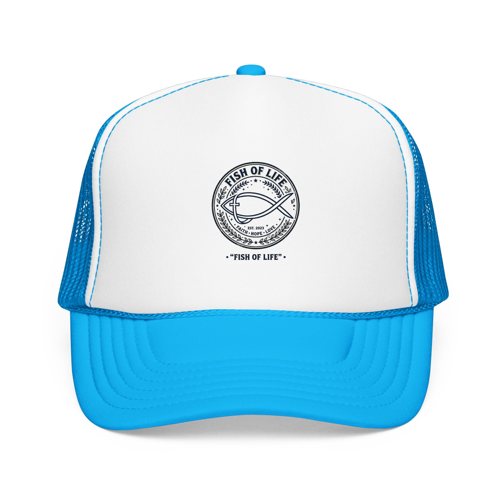 Fish of Life Trucker Hat – Vintage Ichthys Logo Foam Cap