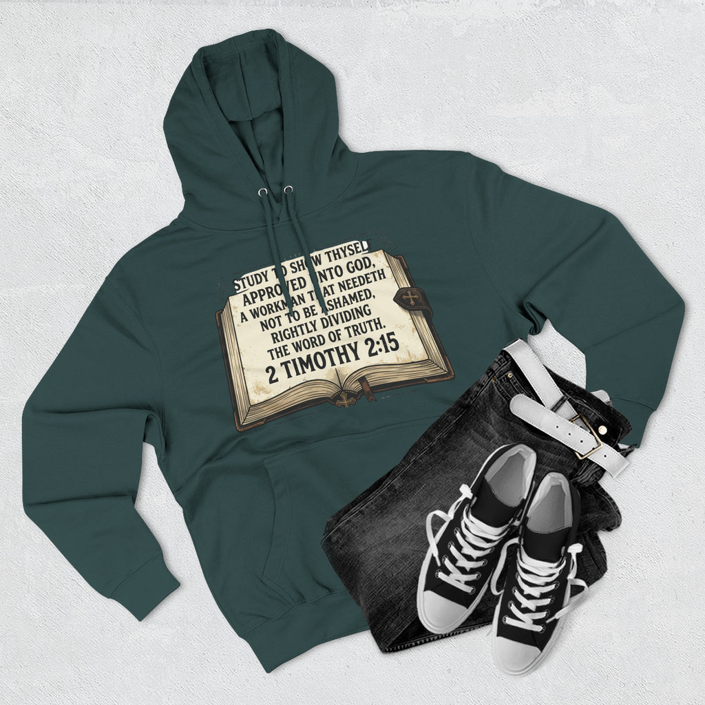 Bible Verse Hoodie — 2 Timothy 2:15 Open Book Design (Basic Instructions Before Leaving Earth)