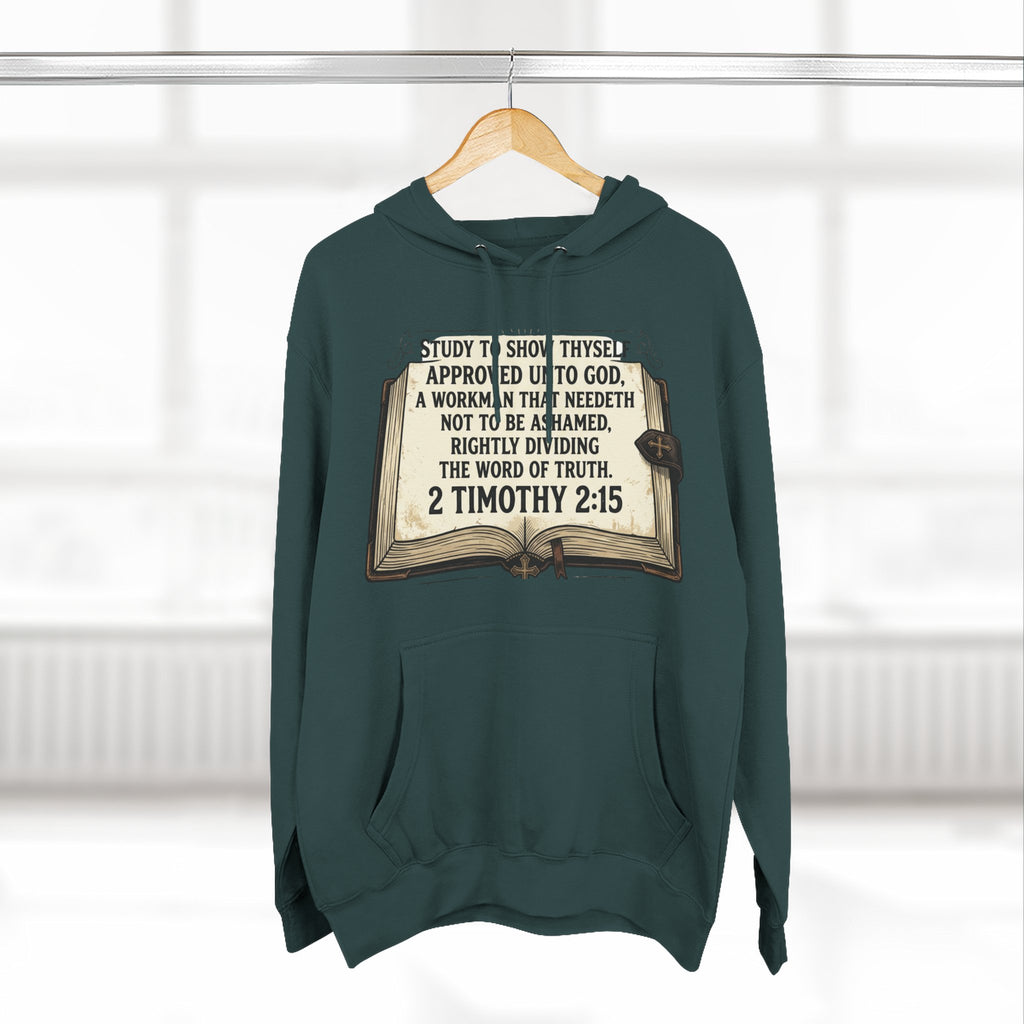 Bible Verse Hoodie — 2 Timothy 2:15 Open Book Design (Basic Instructions Before Leaving Earth)