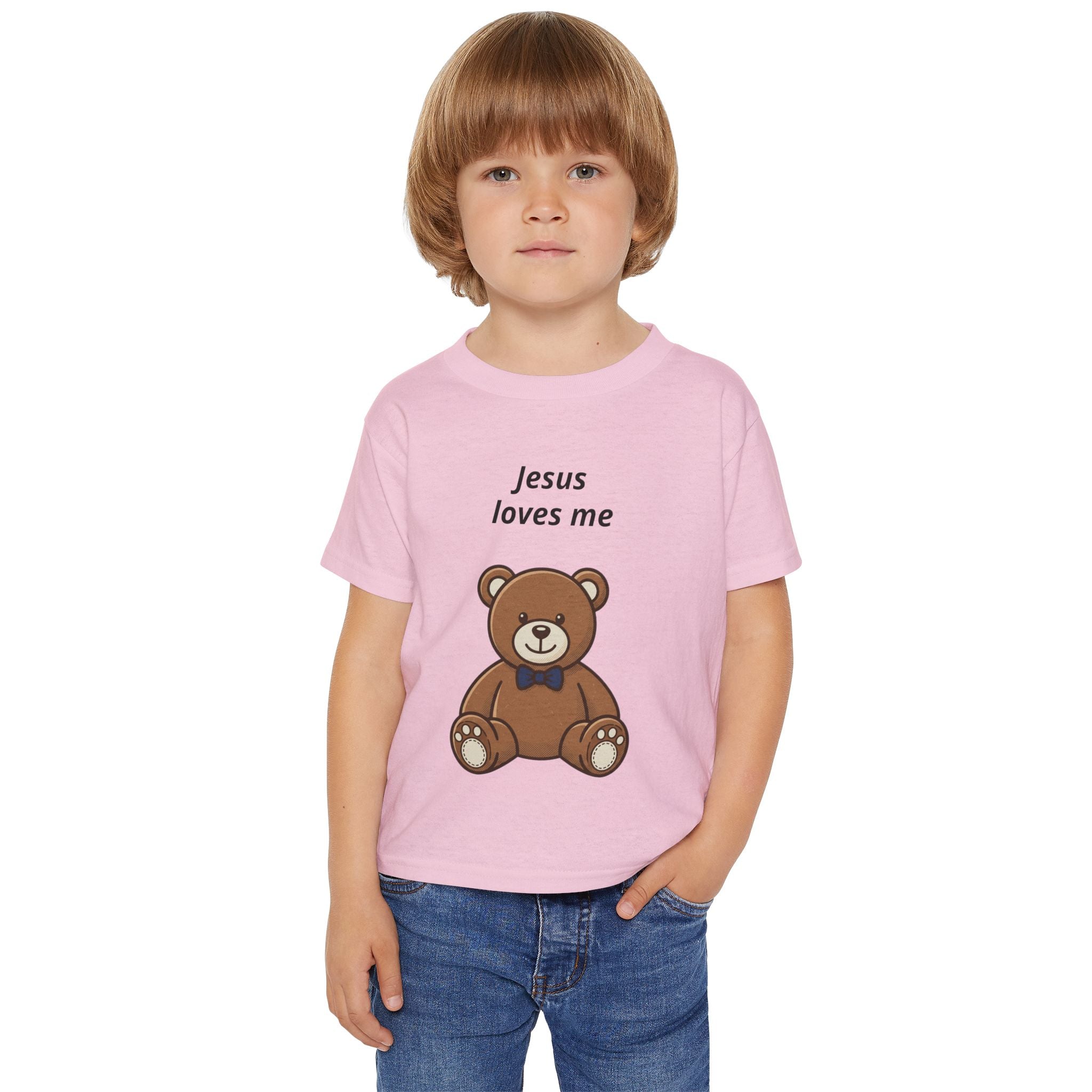 Toddler T-Shirt — "Jesus Loves Me" Cute Teddy Christian Tee