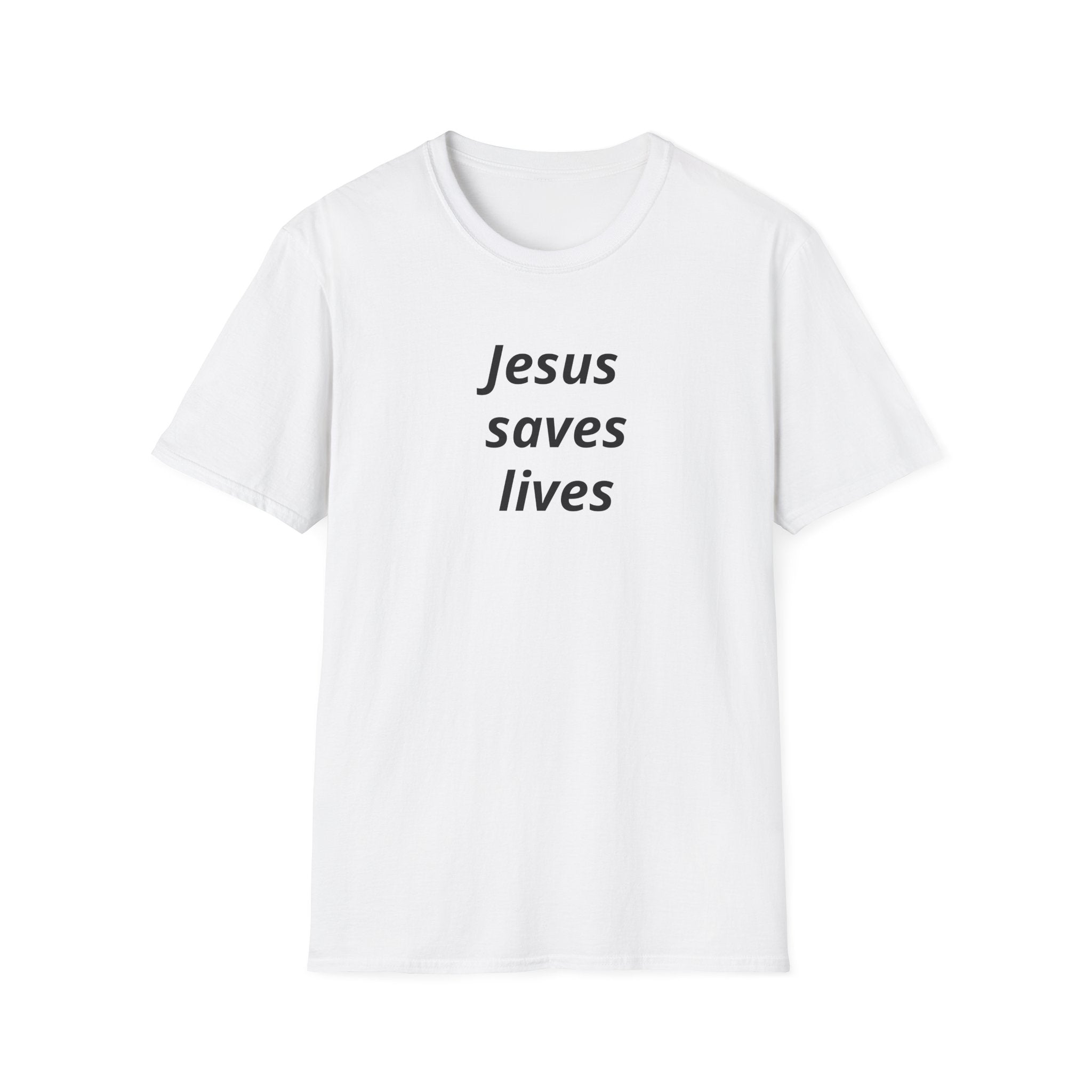 Jesus Saves Lives T-Shirt — Floral Back Logo Christian Tee