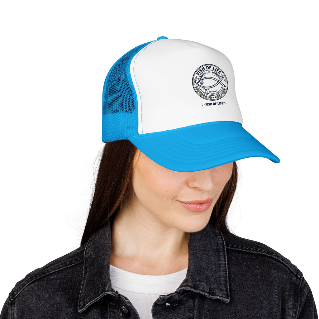 Fish of Life Trucker Hat – Vintage Ichthys Logo Foam Cap