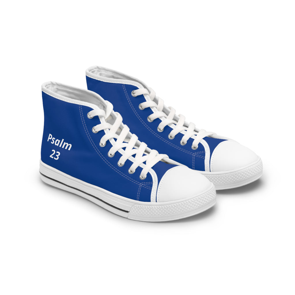 High Top Sneakers — Custom Blue 'Psalm 23' Canvas Shoes