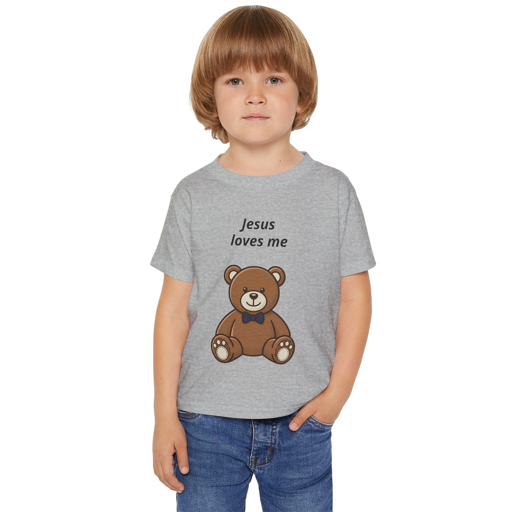 Toddler T-Shirt — "Jesus Loves Me" Cute Teddy Christian Tee