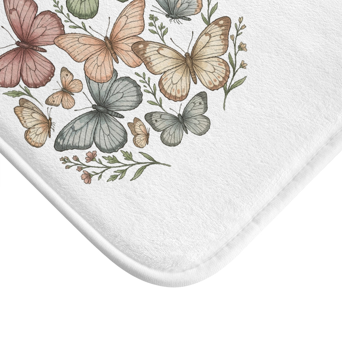 Butterfly Psalm Bath Mat — 'He who dwells...' Religious Decorative Bathroom Rug