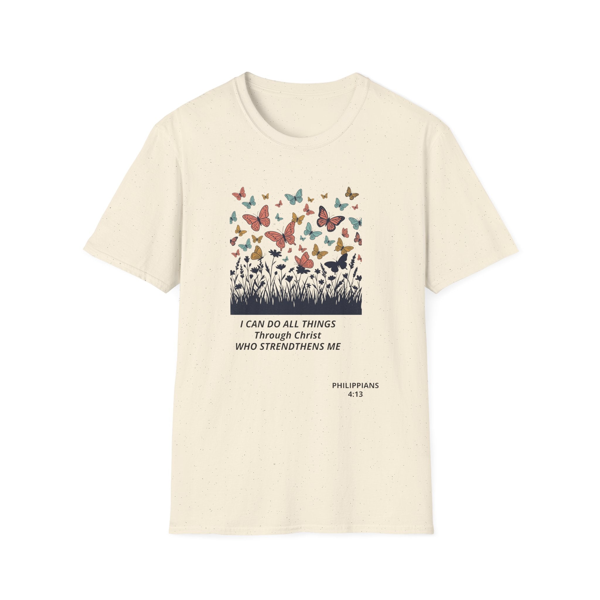 Butterfly Faith T-Shirt — "I Can Do All Things Through Christ" Inspirational Christian Tee
