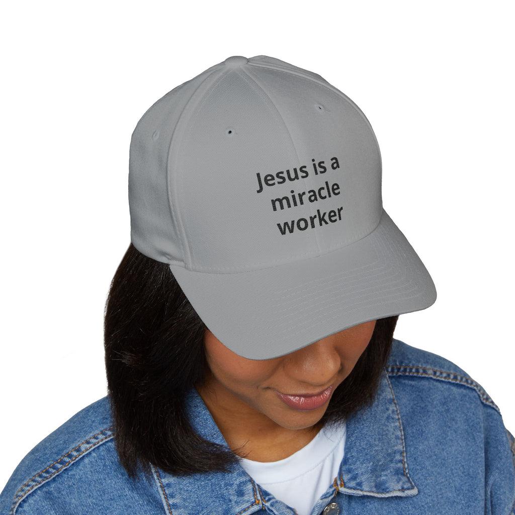 Embroidered Baseball Cap — "Jesus is a miracle worker" Faith Hat