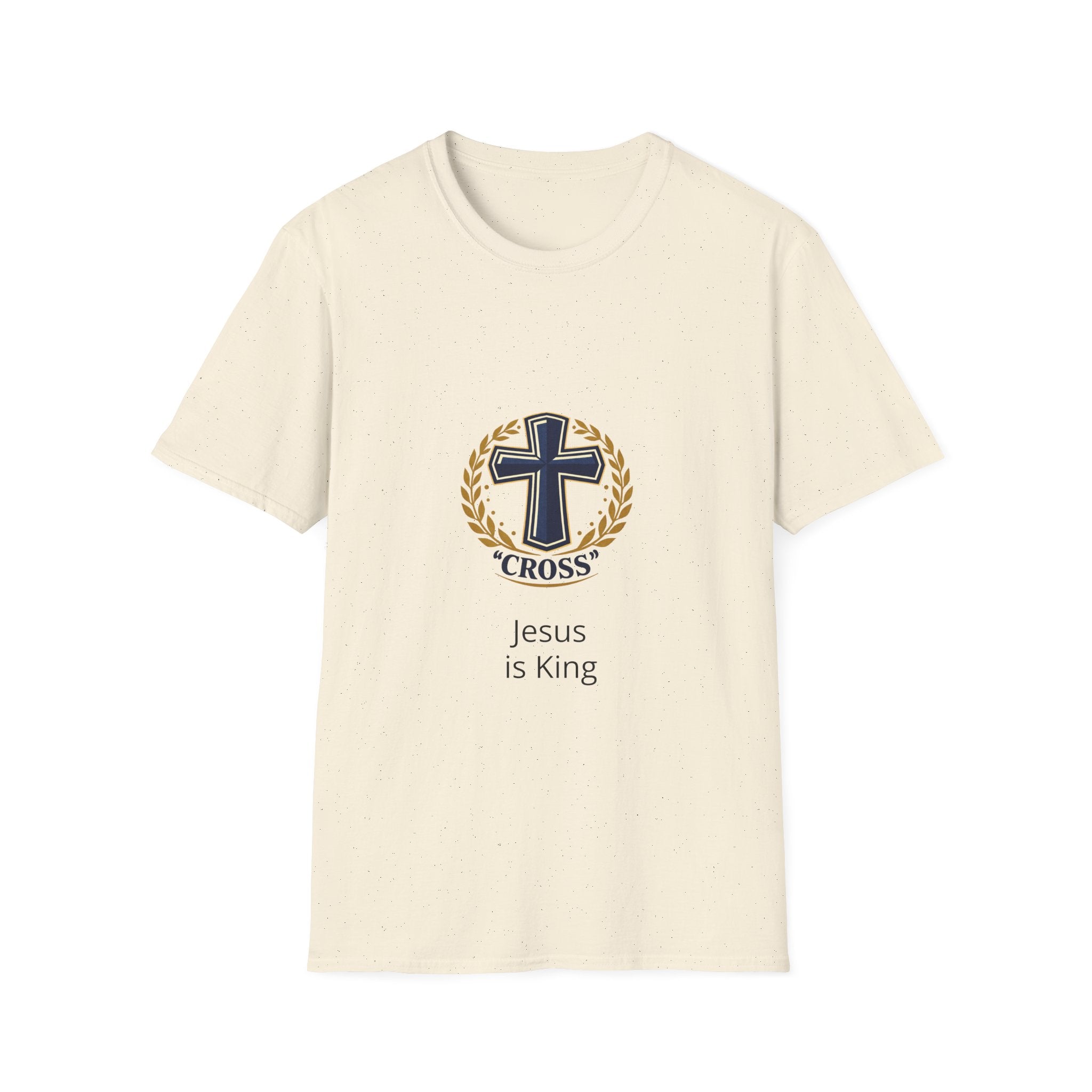 Jesus Is King Cross T-Shirt — Christian Faith Tee with Laurel Emblem