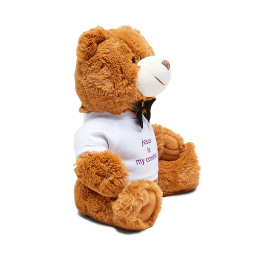 Christian Teddy Bear Plush — "Jesus is my comfort" T-Shirt Gift