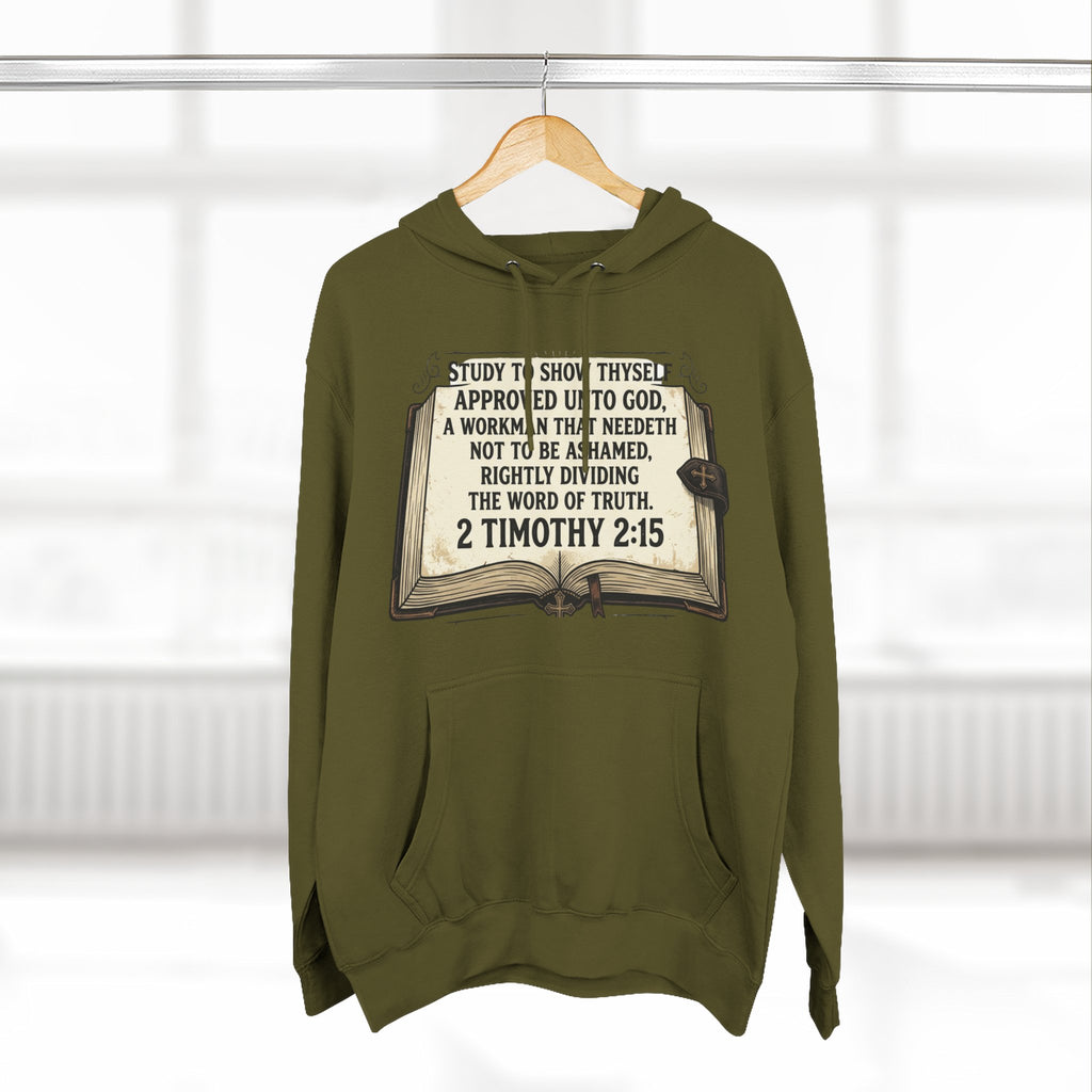 Bible Verse Hoodie — 2 Timothy 2:15 Open Book Design (Basic Instructions Before Leaving Earth)