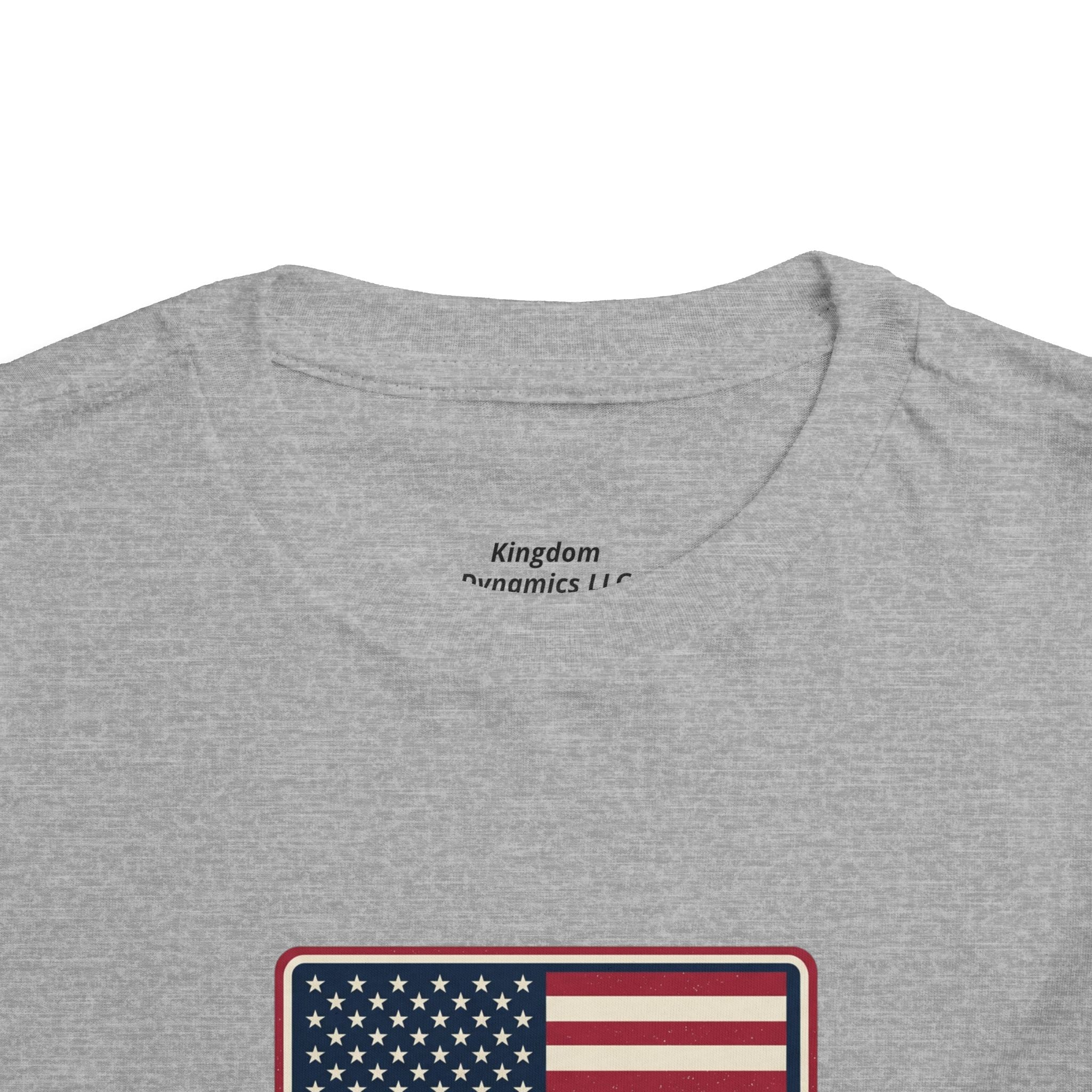 Toddler Tee — American Flag with 'If the Son therefore shall make you free, ye shall be free indeed' Patriotic Christian Kids Shirt