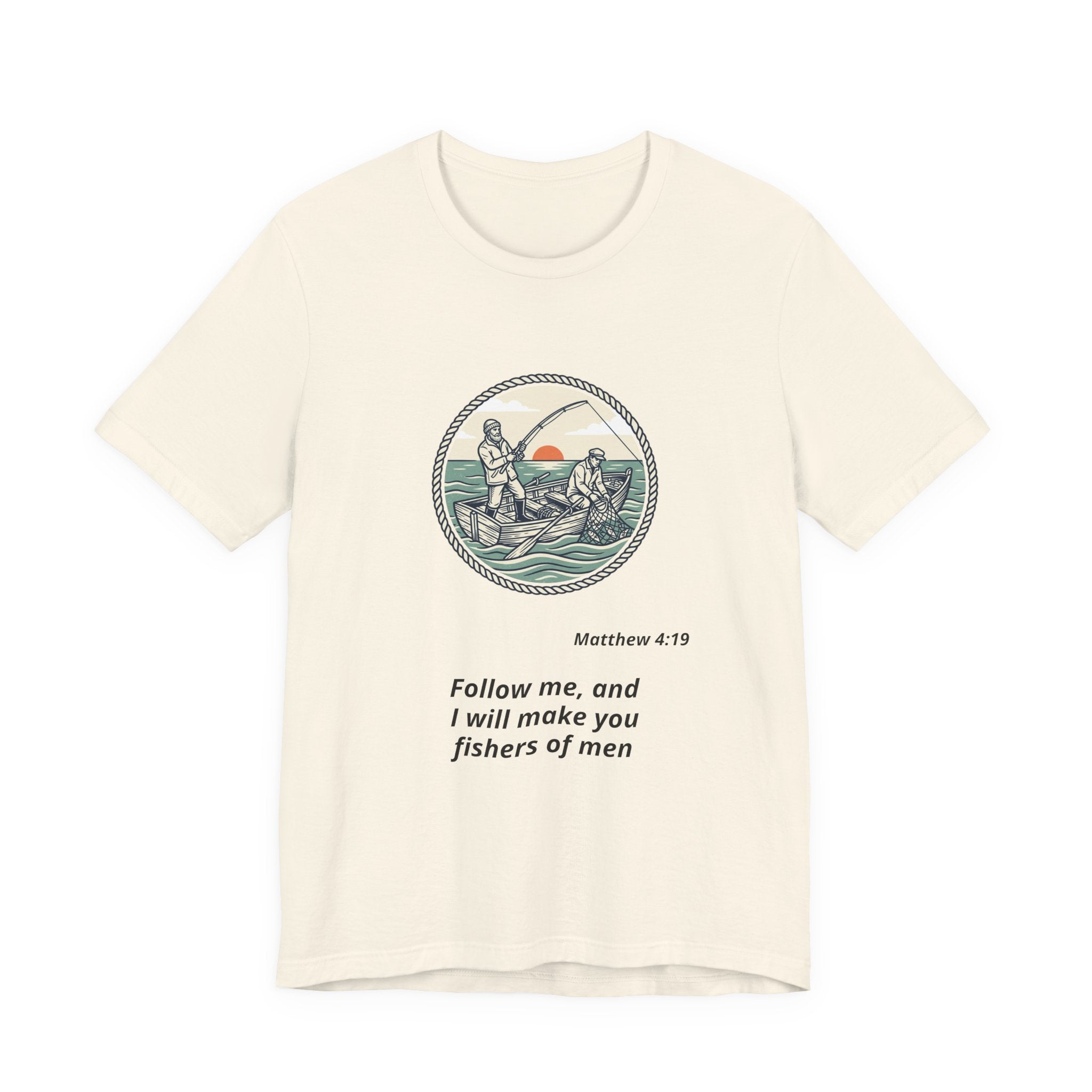 Follow Me Fishermen T-Shirt – Matthew 4:19 Christian Fishing Tee