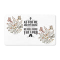 Faithful Welcome Doormat — “As For Me And My House We Will Serve The Lord” Floral Entry Mat