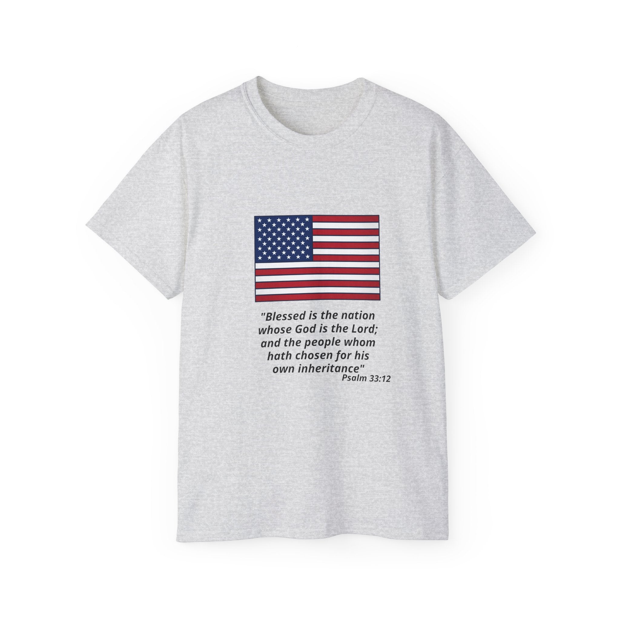 American Flag Psalm 33:12 T-Shirt — Patriotic Christian Tee