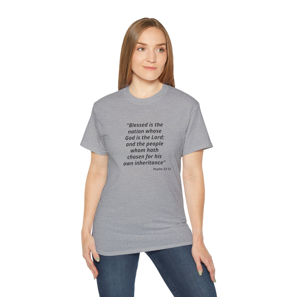 American Flag Psalm 33:12 T-Shirt — Patriotic Christian Tee