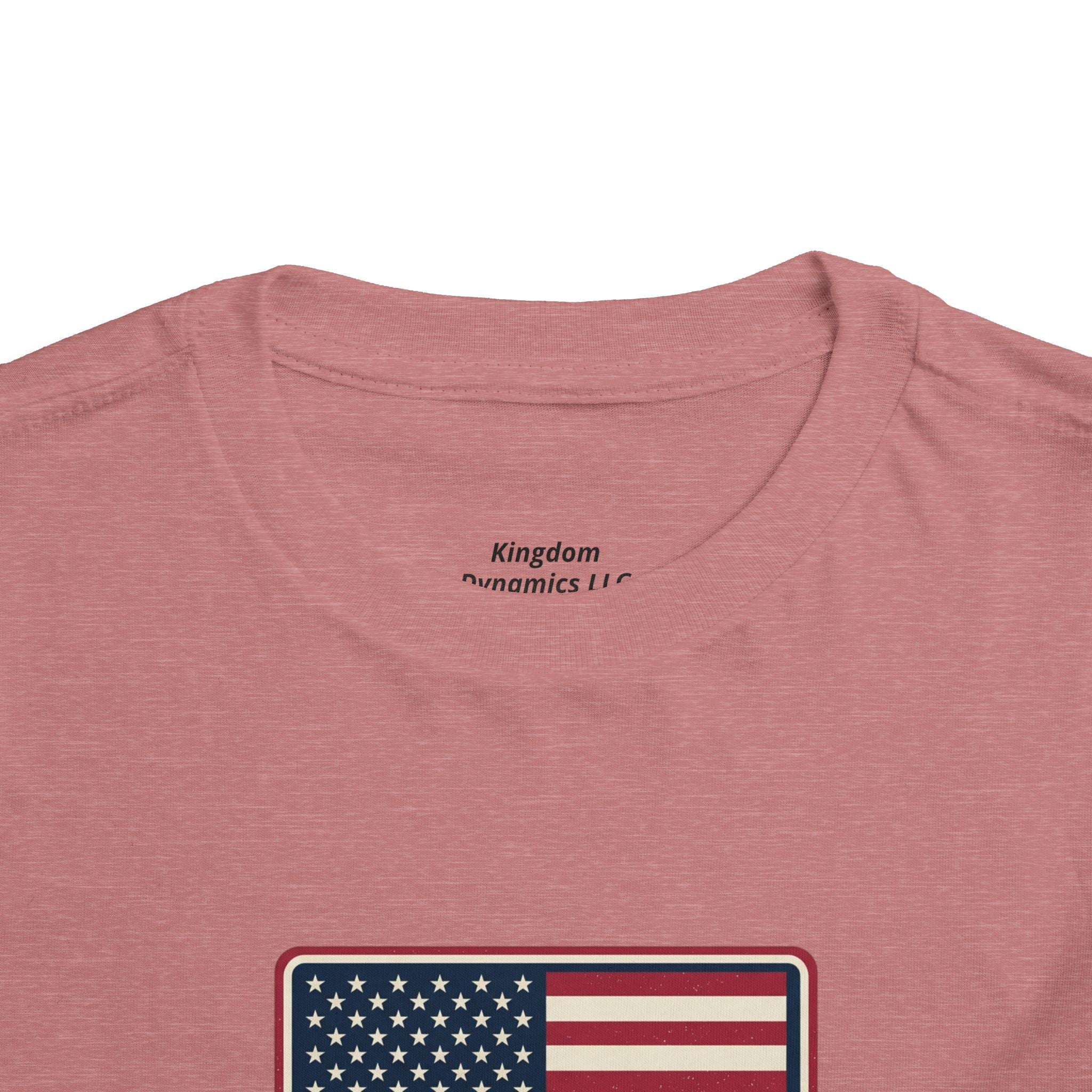 Toddler Tee — American Flag with 'If the Son therefore shall make you free, ye shall be free indeed' Patriotic Christian Kids Shirt