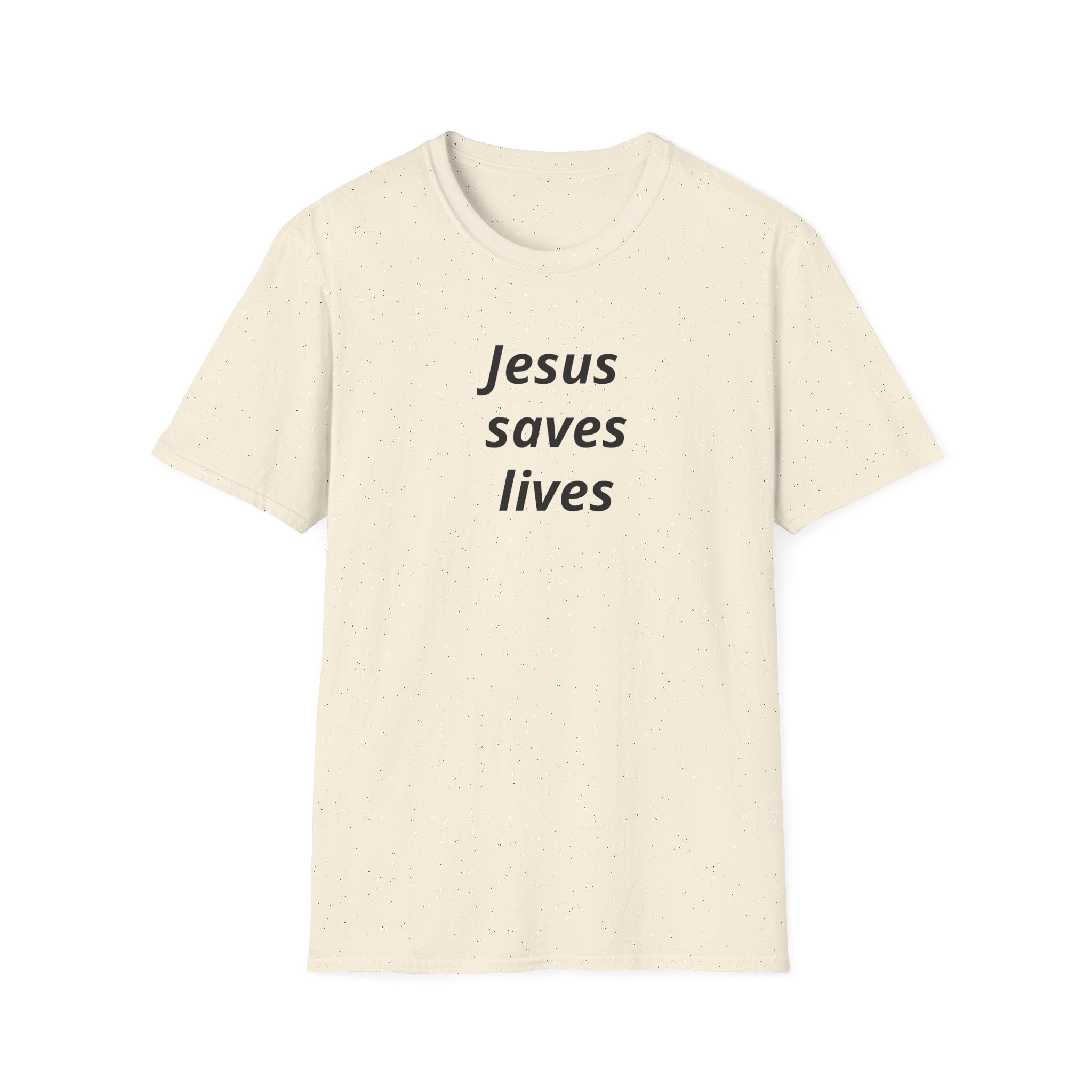 Jesus Saves Lives T-Shirt — Floral Back Logo Christian Tee