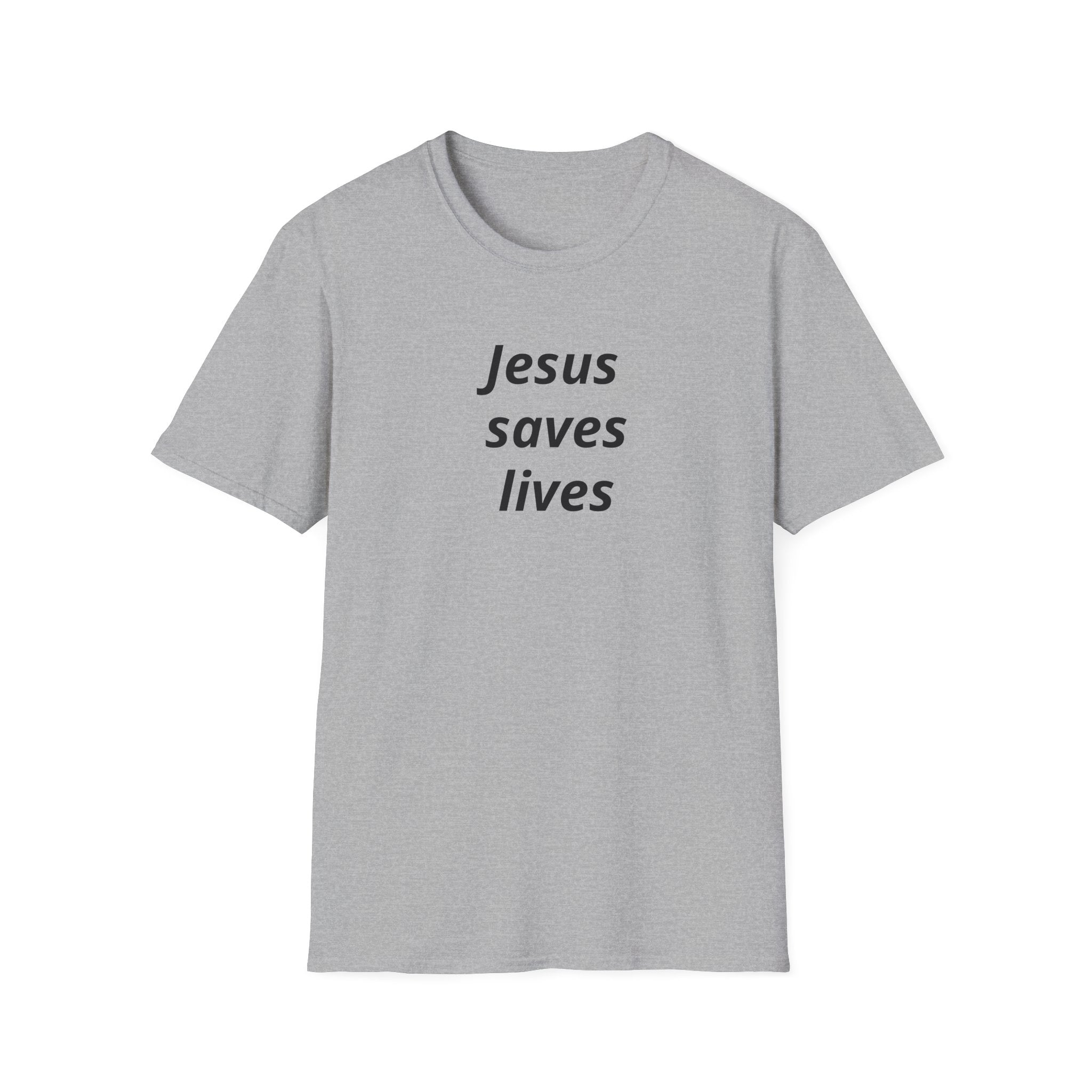 Jesus Saves Lives T-Shirt — Floral Back Logo Christian Tee