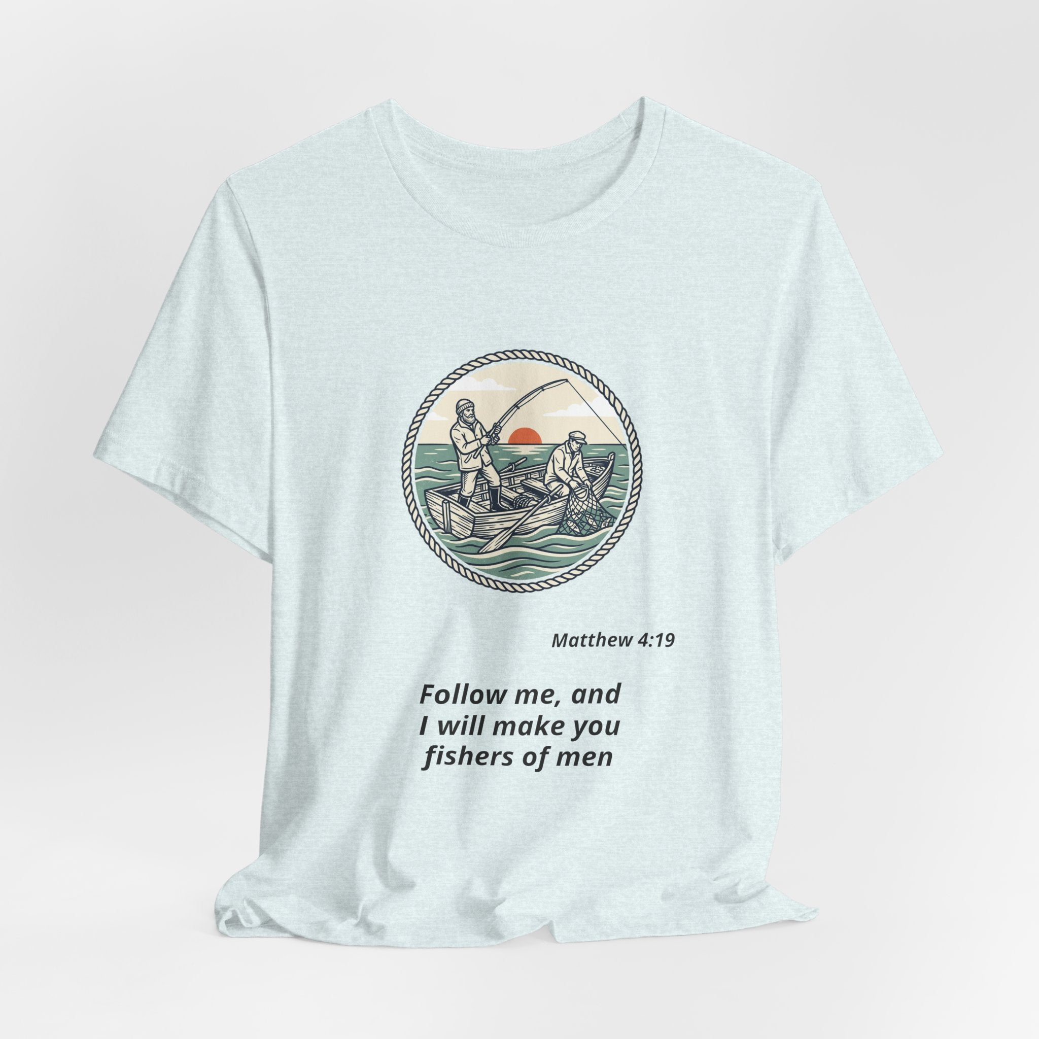 Follow Me Fishermen T-Shirt – Matthew 4:19 Christian Fishing Tee