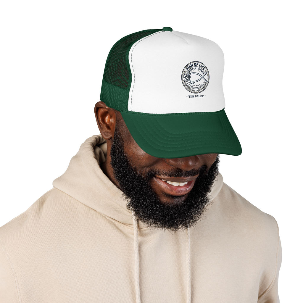 Fish of Life Trucker Hat – Vintage Ichthys Logo Foam Cap