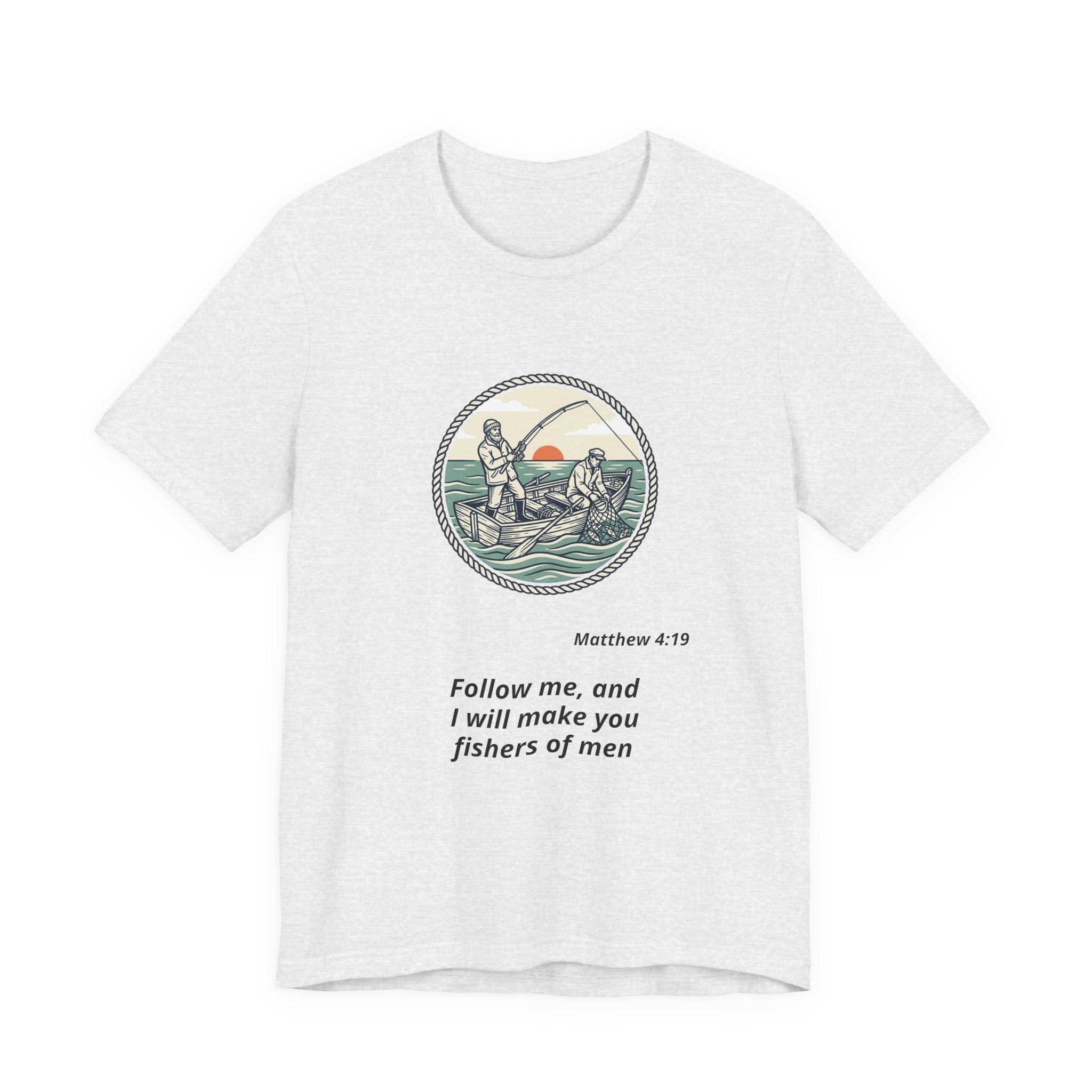 Follow Me Fishermen T-Shirt – Matthew 4:19 Christian Fishing Tee