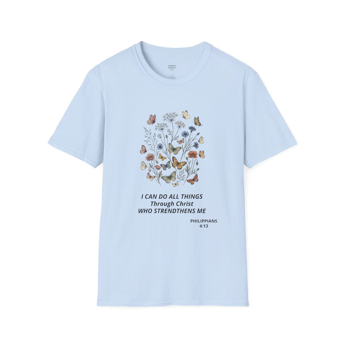 Butterfly Faith T-Shirt — "I Can Do All Things Through Christ" Inspirational Christian Tee