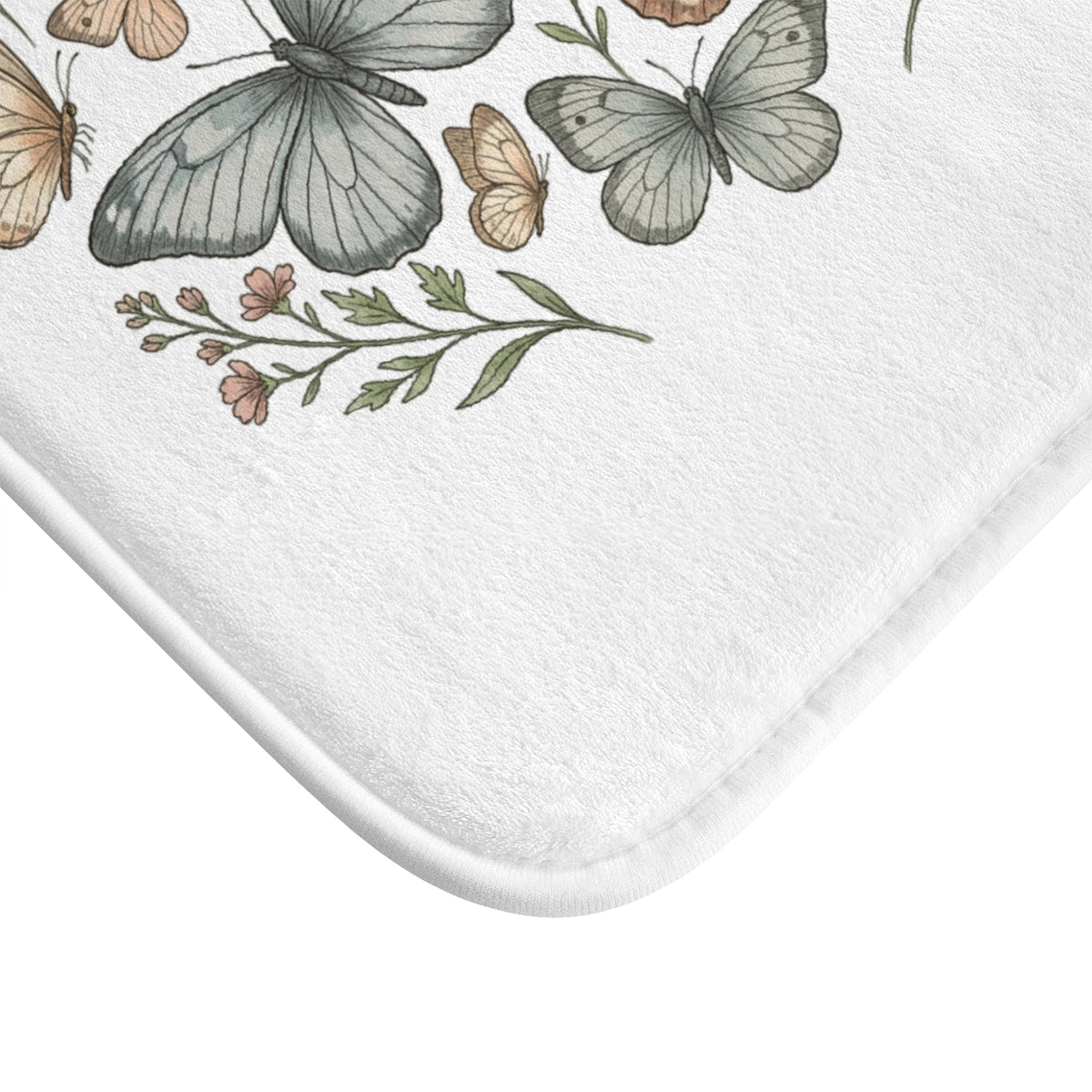 Butterfly Psalm Bath Mat — 'He who dwells...' Religious Decorative Bathroom Rug