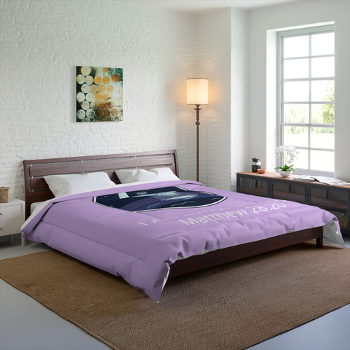 Christian Angel Comforter — "I Am Always With You" Matthew 28:20 Lavender Bedspread