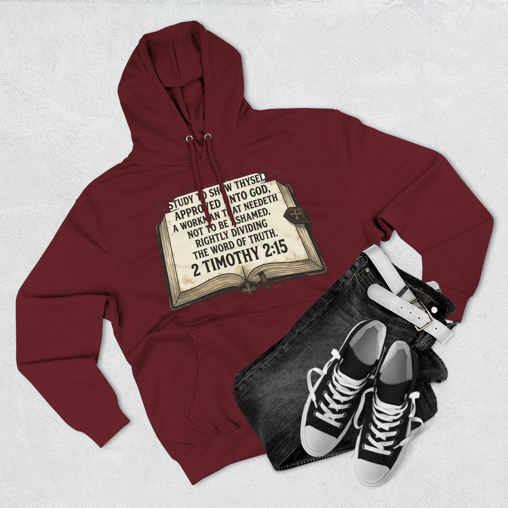 Bible Verse Hoodie — 2 Timothy 2:15 Open Book Design (Basic Instructions Before Leaving Earth)