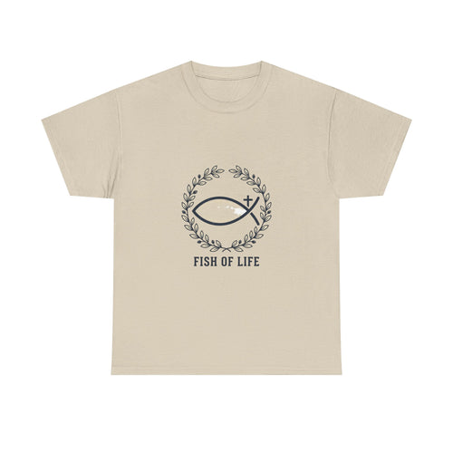 Christian Fish Tee — "Fish of Life" Front + "Fishers of Men" Back