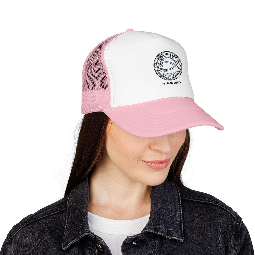 Fish of Life Trucker Hat – Vintage Ichthys Logo Foam Cap