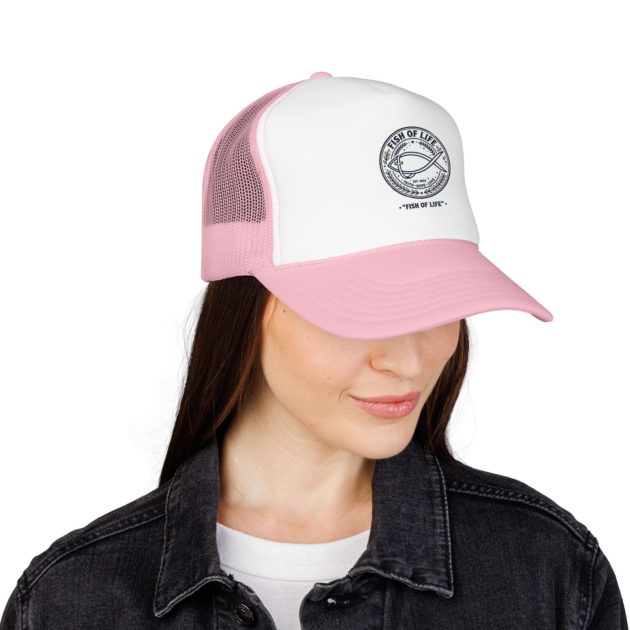 Fish of Life Trucker Hat – Vintage Ichthys Logo Foam Cap